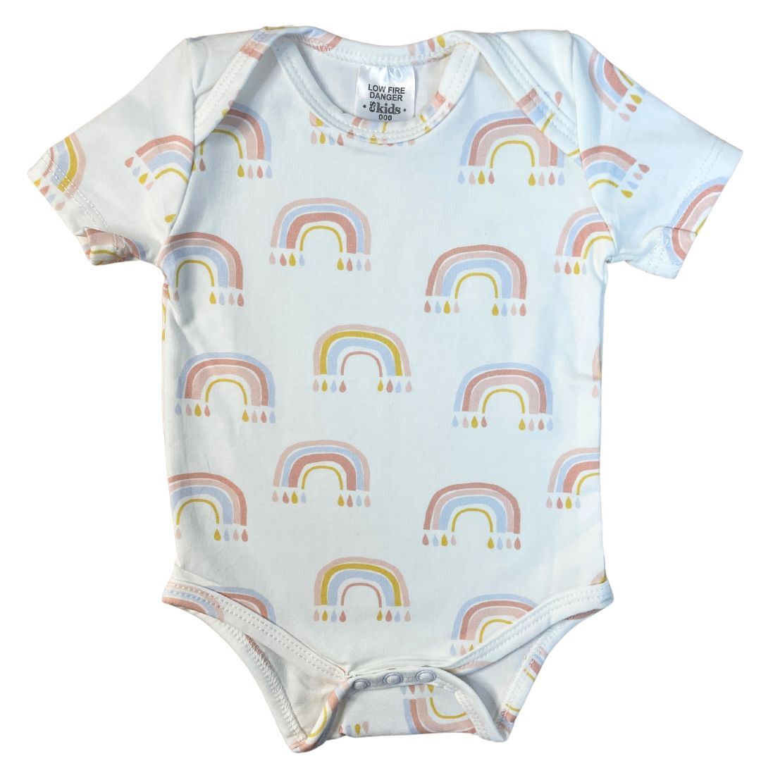 Bodysuit SS Rainbow Allover 000 - 95% Cotton 5% Spandex