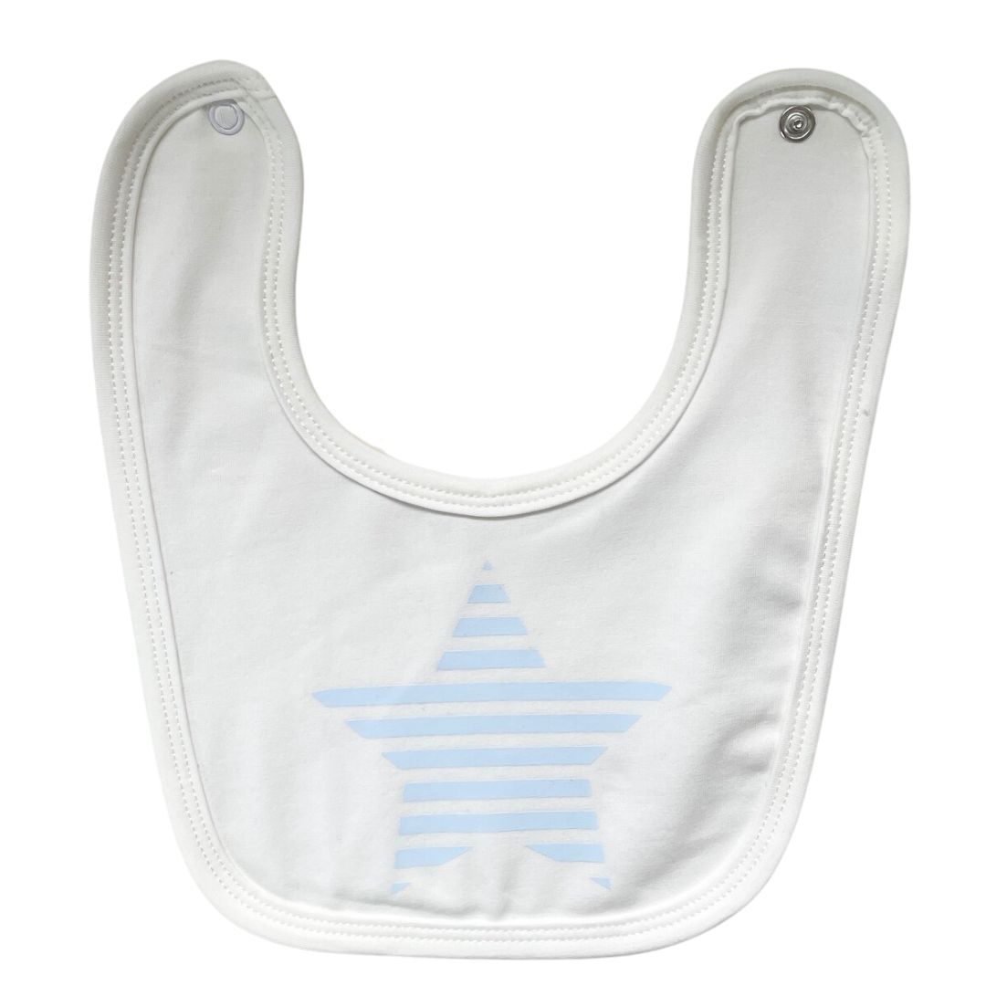 Bib - White with Blue Star - 95% Cotton 5% Spandex