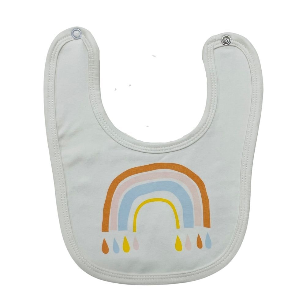 Bib - White with Rainbow - 95% Cotton 5% Spandex
