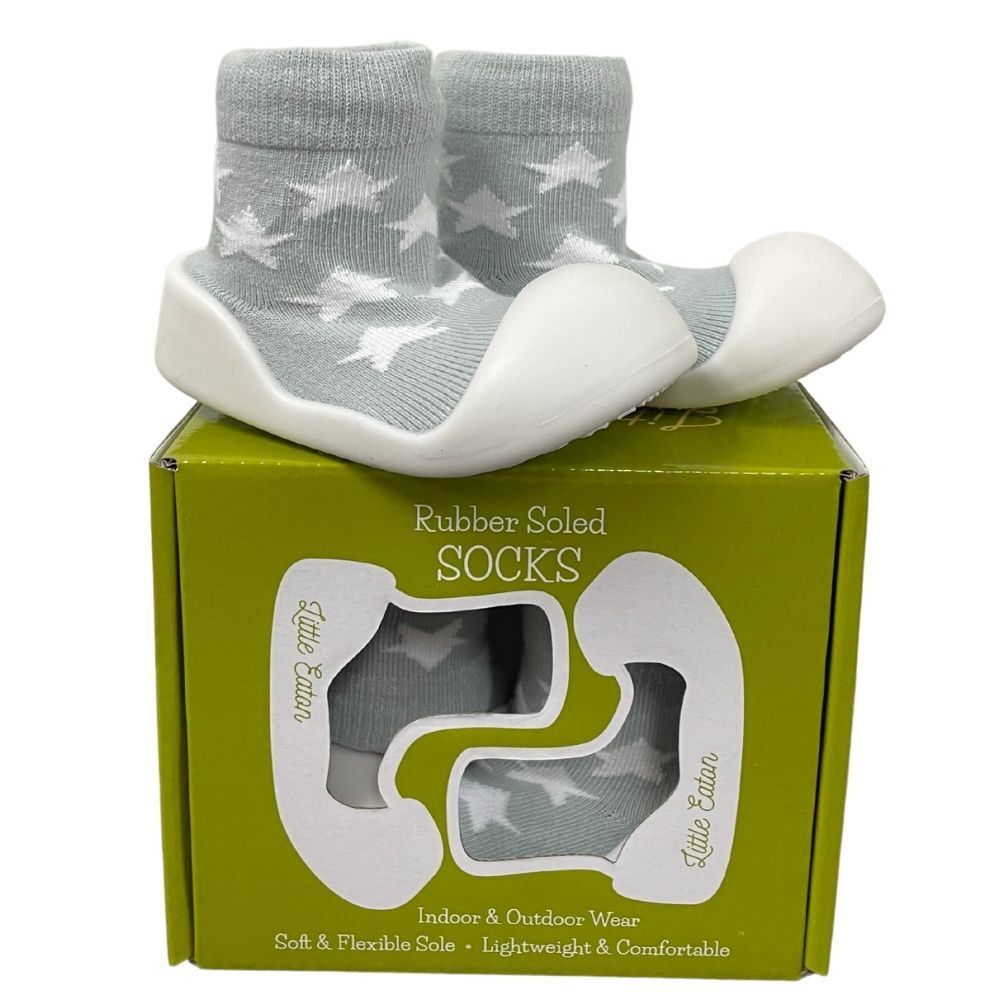 Rubber Soled Socks - Stripe Grey