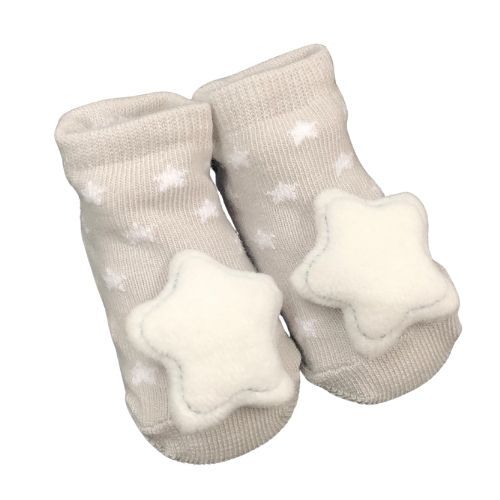 Socks with Rattles - Grey Star - 0-6mths