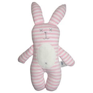 stripe pink flat bunny rattle teddy