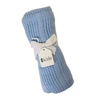 Crochet Cotton Baby Blanket - Blue 70x90cm