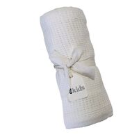 Crochet Cotton Baby Blanket - White 70x90cm