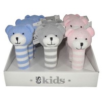 12Pk Boxed Knitted Bear Rattles