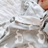 Knitted Baby Blanket - Grey Elephant 70x100cm