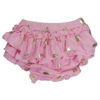 Baby Bloomers - Pink with Gold Spot - 95% Cotton 5% Spandex, 6-24mth