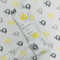 Muslin Wrap - Yellow/Grey Elephant - 100x120cm