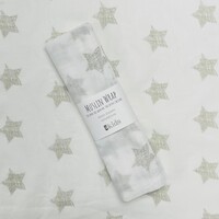 Muslin Wrap - Grey Star - 100x120cm
