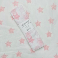 Muslin Wrap - Pink Star - 100x120cm