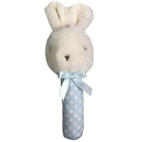 Fluffy Bunny Stick Rattle - Blue - 16cm