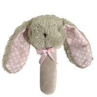 Fluffy Bunny Stick Rattle - Beige/Pink - 17cm
