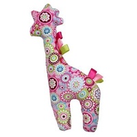 Flat Giraffe Rattle - Pink Floral - 20cm