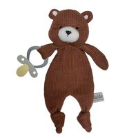 Knitted Eco Bear Baby Comforter with Dummy Holder
