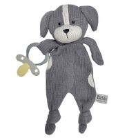 Knitted Eco Dog Baby Comforter with Dummy Holder