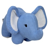 Knitted Elephant Rattle - Blue - 22cm
