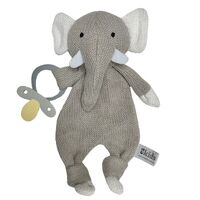 Knitted Eco Elephant Baby Comforter with Dummy Holder