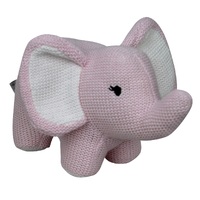 Knitted Elephant Rattle - Pink - 22cm