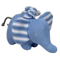 Knitted Elephant Pram Toy - Blue - 16cm