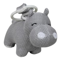 Knitted Hippo Pram Toy - Grey - 17cm