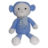 Knitted Monkey - Blue - 40cm