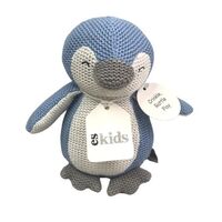 Knitted Penguin Rattle/Crinkler - Blue - 16cm