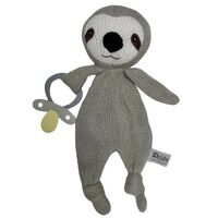 Knitted Eco Sloth Baby Comforter with Dummy Holder