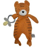 Knitted Eco Tiger Baby Comforter with Dummy Holder