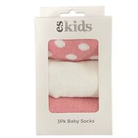 Baby Socks Boxed - 3Pk Blush Pink Spot