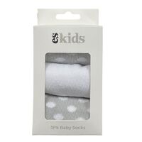 Baby Socks Boxed - 3Pk Grey Spot