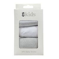 Baby Socks Boxed - 3Pk Grey Stripe