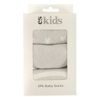 Baby Socks Boxed - 3Pk Grey Star