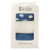 Baby Socks Boxed - 3Pk Navy Spot