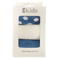 Baby Socks Boxed - 3Pk Navy Spot