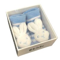 Socks with Rattles - Bunny Blue - 0-6mths