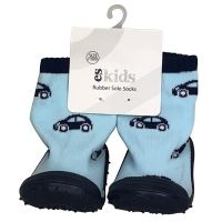 Rubber Soled Socks - Blue Car