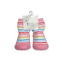 Rubber Soled Socks - Pink Rainbow
