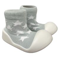 Rubber Soled Socks - Star Grey 6-12mth