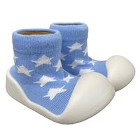 Rubber Soled Socks - Star Blue 6-12mth