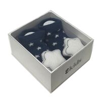Socks with Rattles - Navy Star - 0-6mths