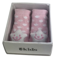 Socks with Rattles - Pink Star - 0-6mths