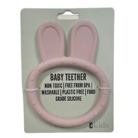 Teether Silicone Bunny  Ring - Light Pink