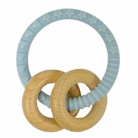 Teether Silicone Wood Rings - Blue
