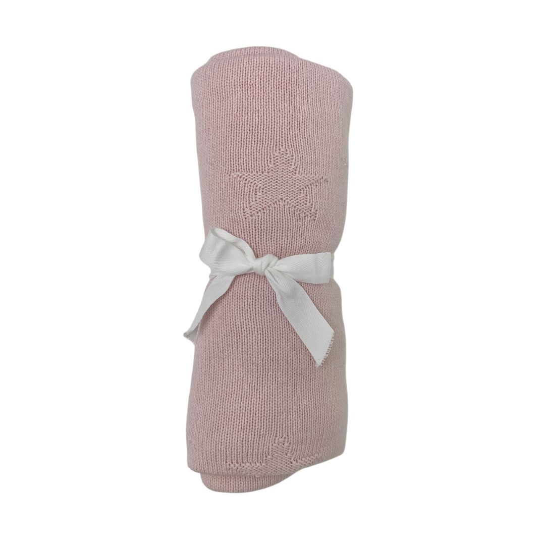 Knitted Baby Blanket - Pink Star 70x100cm