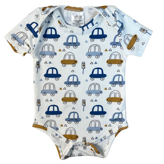 Bodysuit SS Car Allover 000 - 95% Cotton 5% Spandex