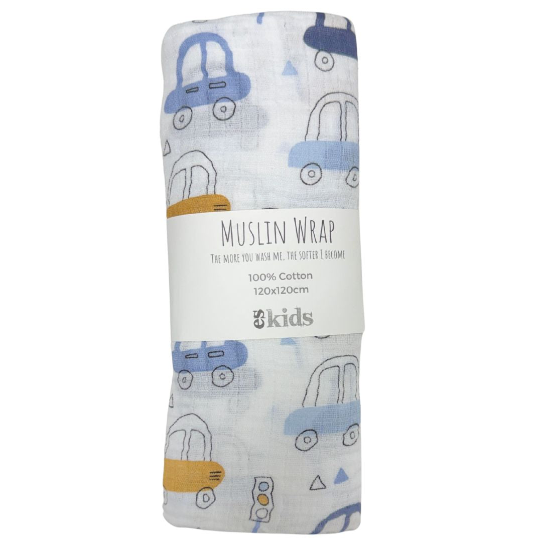 Muslin Wrap - Car Print - 120x120cm
