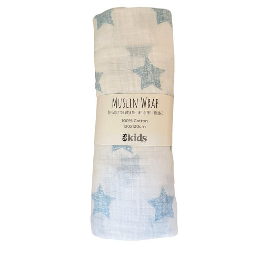 Muslin Wrap - Blue Star - 120x120cm