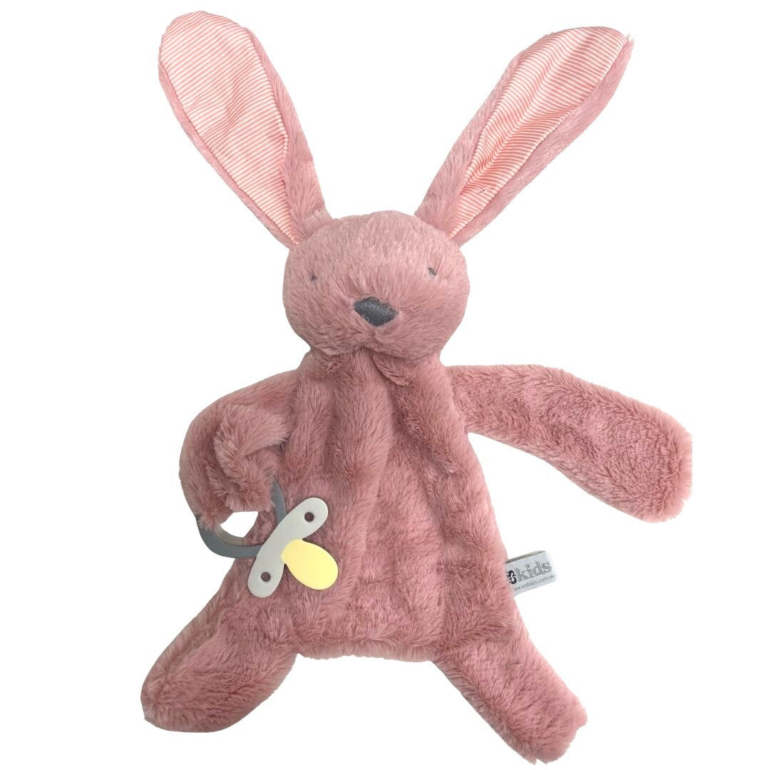 Bunny Comforter with Dummy Holder - Blush Stripe - 30cm