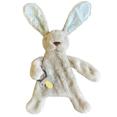 Bunny Comforter with Dummy Holder - Beige/Blue - 30cm
