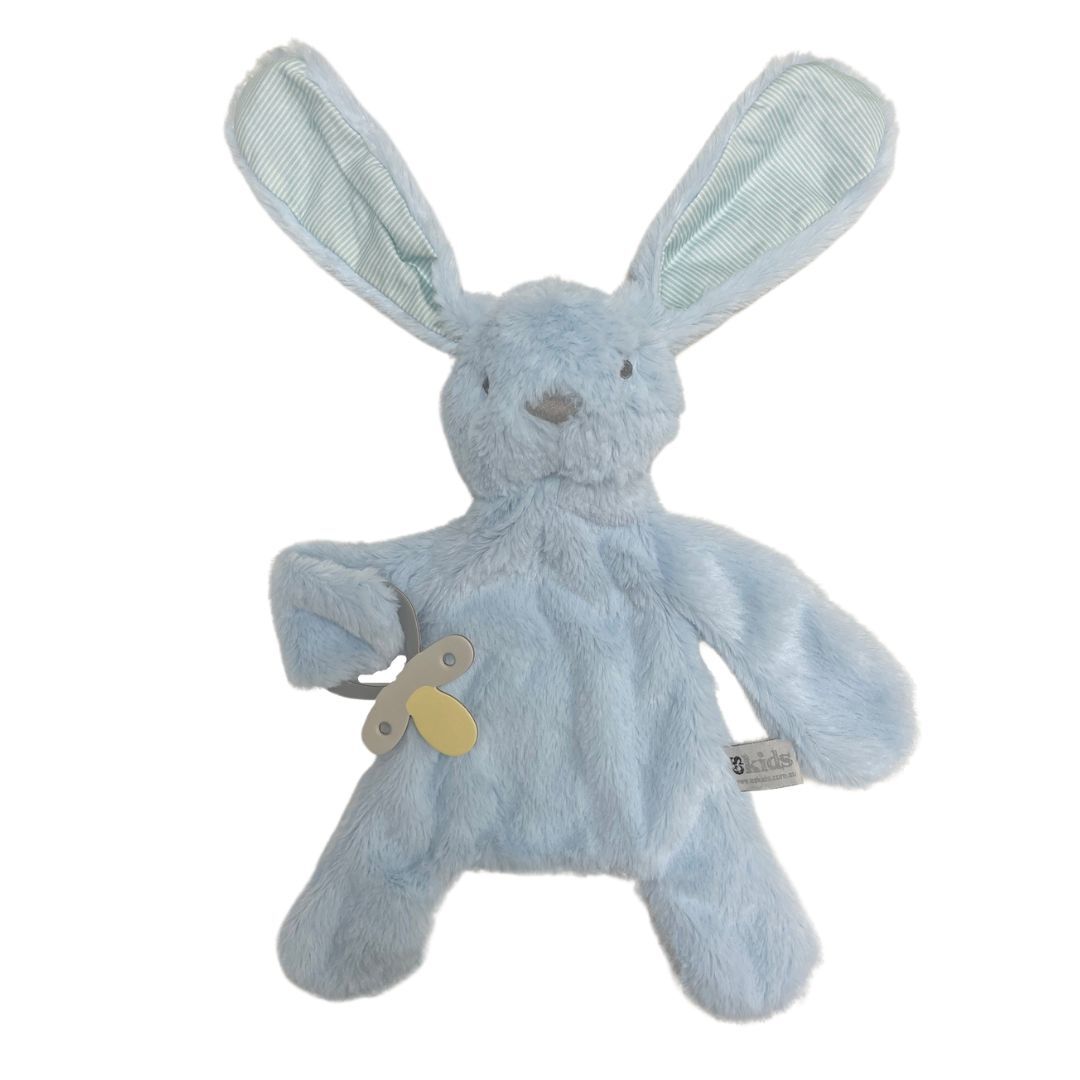 Bunny Comforter with Dummy Holder - Blue Stripe- 30cm